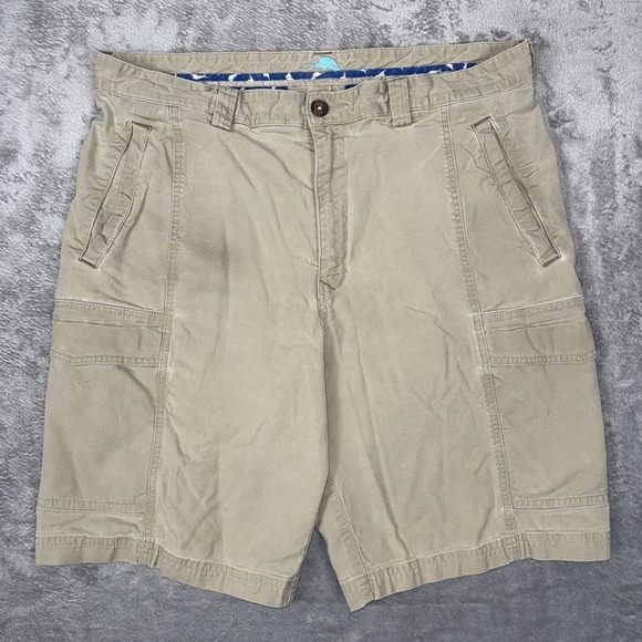 $118 Tommy Bahama Shorts Men 35 Cabo Coast Cargo Khaki 9"‎ Tencel Blend - Picture 1 of 8